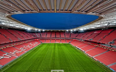 San Mames Stadium, Athletic Bilbao Stadium, Bilbao, spanish football stadium, inside view, football grass field, Basque Country, Spain, La liga