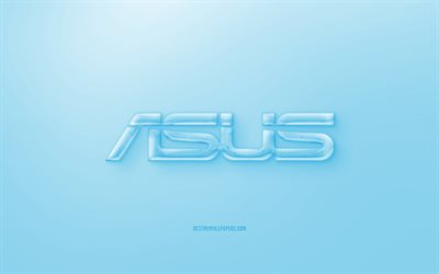 Asus logo 3D, fundo azul, Azul Asus gel&#233;ia de logotipo, Asus emblema, criativo, arte 3D, Asus