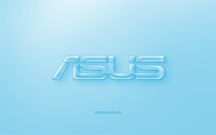 Asus logo en 3D, fondo azul, Azul Asus jelly logotipo de Asus emblema, creativo, arte 3D, Asus