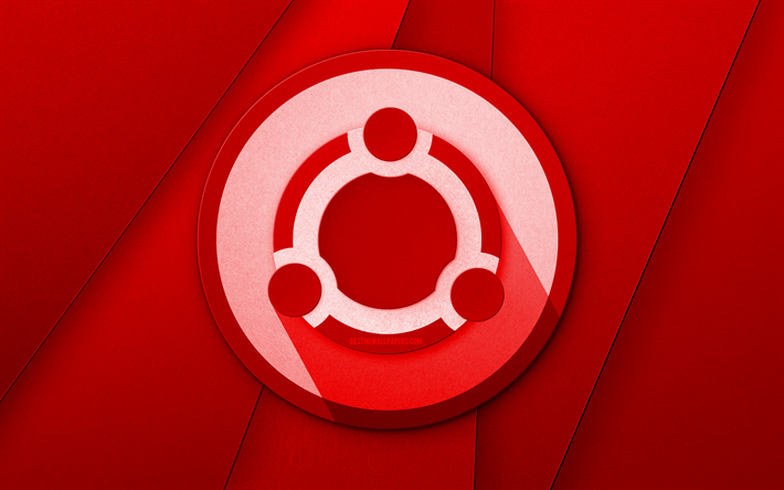 Ubuntu logo vermelho, 4k, criativo, Linux, red design de material, Ubuntu logotipo, marcas, Ubuntu