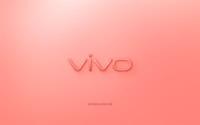 Vivo 3D logo, red background, Vivo jelly logo, Vivo emblem, creative 3D art, Vivo