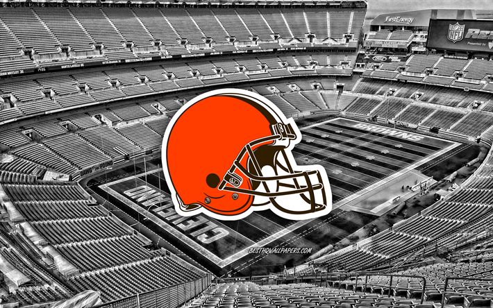 Cleveland Browns, FirstEnergy Stadium, American football team, Cleveland Browns logo, emblem, American football stadium, NFL, American football, Cleveland, Ohio, USA, National Football League