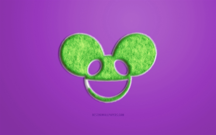 Verde Deadmau5 Logo, sfondo Viola, Deadmau5 3D logo, Deadmau5 in pelliccia logo creativo di pelliccia arte, Deadmau5 emblema, DJ Canadese, Deadmau5, Joel Thomas Zimmerman