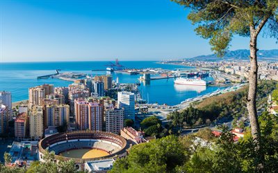 Costa del Sol, 4k, port, cityscapes, spanish cities, Spain, Costa del Sol skyline, Cities of Spain