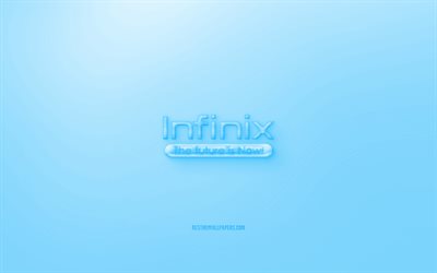 Infinix M&#243;vel logo 3D, fundo azul, Infinix M&#243;vel de gel&#233;ia de logotipo, Infinix M&#243;vel emblema, criativo, arte 3D, Infinix M&#243;vel