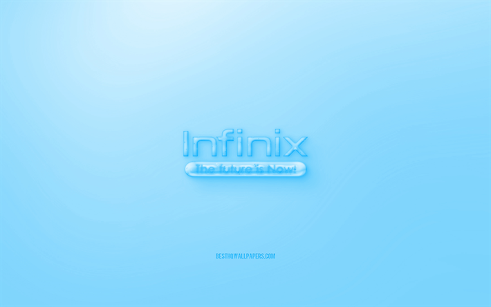 Infinix Mobile 3D logo, blue background, Infinix Mobile jelly logo, Infinix Mobile emblem, creative 3D art, Infinix Mobile