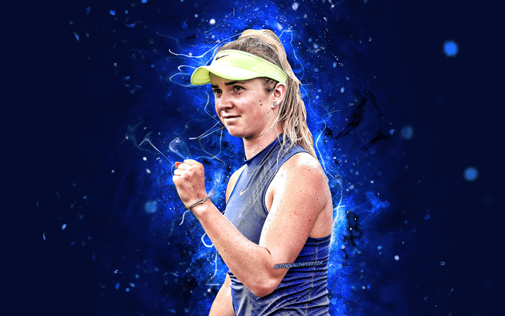 Elina Svitolina, 4k, Ukrainan tennispelaajat, WTA, blue neon valot, tennis, Svitolina, fan art, Elina Svitolina 4K