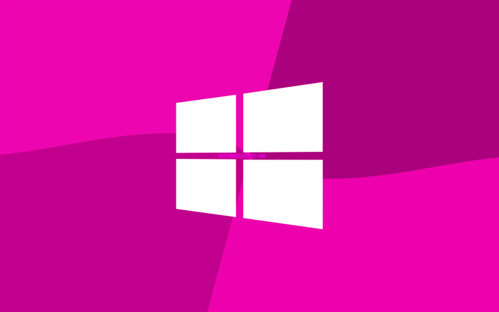 Windows 10 violetti logo, 4k, Microsoft-logo, minimaalinen, SEN, violetti tausta, luova, Windows 10, kuvitus, Windows 10-logo