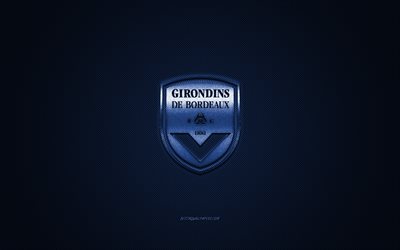 L&#39;FC Girondins de Bordeaux, francese club di calcio, Ligue 1, logo Blu, Blu contesto in fibra di carbonio, calcio, Bordeaux, in Francia, Girondins de Bordeaux, logo
