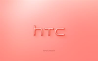 HTC شعار 3D, خلفية حمراء, HTC جيلي شعار, شعار HTC, الإبداعية الفن 3D, HTC