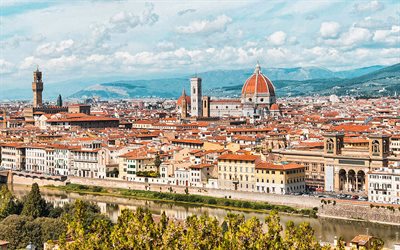 Florence Cathedral, Cathedral of Saint Mary of the Flower, Florence, summer, landmark, Florence cityscape, Tuscany, Italy