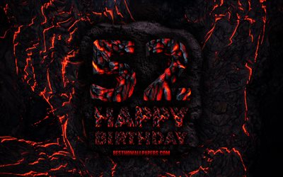 4k, Happy 52 Years Birthday, fire lava letters, Happy 52nd birthday, grunge background, 52nd Birthday Party, Grunge Happy 52nd birthday, Birthday concept, Birthday Party, 52nd Birthday