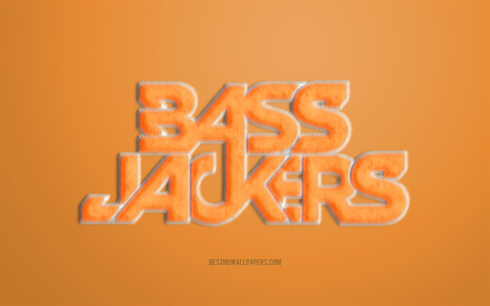 Orange Bassjackers Logotyp, Orange bakgrund, Bassjackers 3D-logotyp, Bassjackers p&#228;ls logotyp, kreativ konst p&#228;ls, Bassjackers emblem, Holl&#228;ndska DJ, Bassjackers, Marlon Flohr, Ralph van Hilst