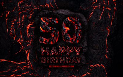 4k, Happy 50 Years Birthday, fire lava letters, Happy 50th birthday, grunge background, 50th Birthday Party, Grunge Happy 50th birthday, Birthday concept, Birthday Party, 50th Birthday