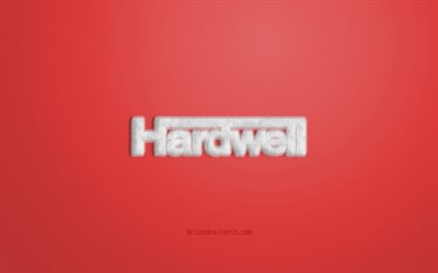 Branco Hardwell Logotipo, Fundo vermelho, Hardwell logo 3D, Hardwell logotipo de peles, criativo de peles de arte, Hardwell emblema, Holand&#234;s DJ, Hardwell, Robbert van de Corput
