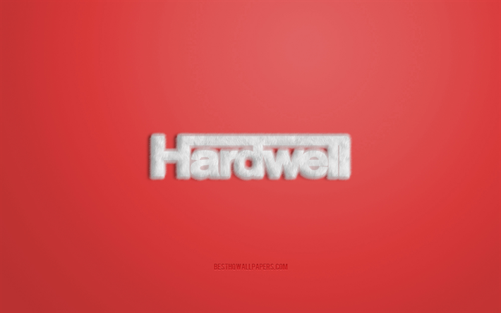 Blanc Hardwell Logo, fond Rouge, Hardwell logo 3D, Hardwell fourrure logo, cr&#233;atrice de la fourrure de l&#39;art, Hardwell l&#39;embl&#232;me, le DJ hollandais, Hardwell, Robbert van de Corput