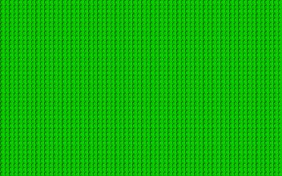 yeşil lego doku, 4k, makro, yeşil nokta arka plan, lego, yeşil arka planlar, dokular lego, lego kalıpları