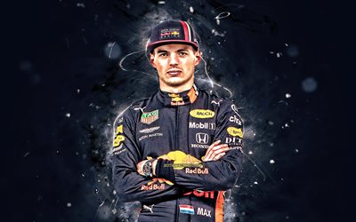 Max Verstappen, 2019, Formula 1, F1, Red Bull Racing 2019, Aston Martin Red Bull Racing, Max Emilian Verstappen, gray neon lights, Formula One, Red Bull Racing F1, Verstappen