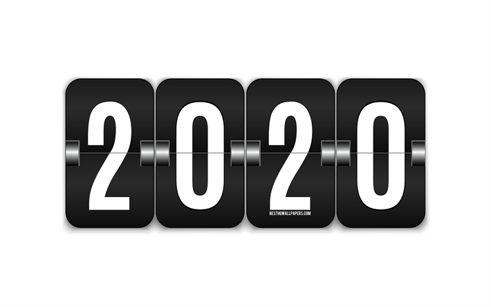 2020 scoreboard background, Black scoreboard letters, Happy New Year 2020, 2020 concepts, 2020 New Year, creative art
