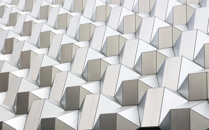 白い四角, 4k, 正方形の3Dテクスチャ, 正方形のパターン, 正方形のテクスチャ, 3Dテクスチャ, 背景