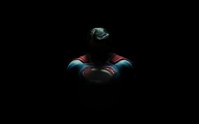 Superman, 4k, superheroes, minimal, black backgrounds, Marvel Comics, Superman minimalism