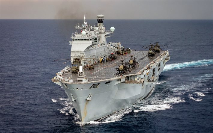 Download wallpapers amphibious assault ship, Helicopter Carrier, HMS ...