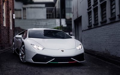Lamborghini Huracan, auto sportive, bianco Huracan, supercar