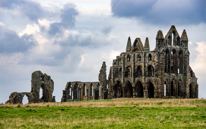 Abbey of Whitby, ruinerna, slottet, Gotisk arkitektur, England, STORBRITANNIEN