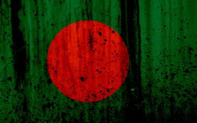 Bangladesh drapeau, 4k, grunge, le drapeau du Bangladesh, de l&#39;Asie, le Bangladesh, les symboles nationaux du Bangladesh, le drapeau national