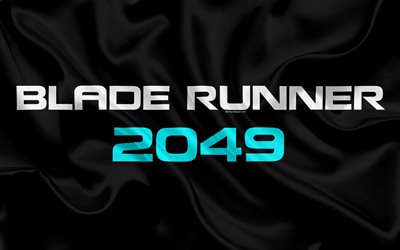 Blade Runner 2049, 2017, 4k, negro bandera de seda, creativo