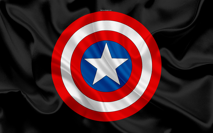 captain america, emblem, logo, 4k, seide textur