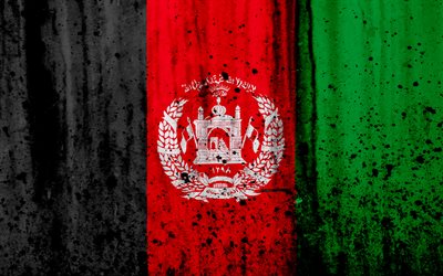 Afghanistan flagga, 4k, grunge, flagg i Afghanistan, Asien, Afghanistan, nationella symboler