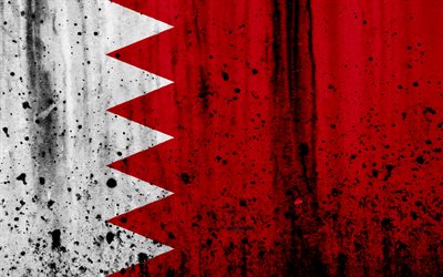 Bahre&#239;n indicateur, 4k, grunge flag of Bahrain, Asia, Bahre&#239;n, symbole national, Bahrain national flag