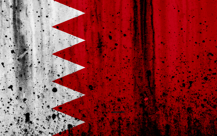 Bahre&#239;n indicateur, 4k, grunge flag of Bahrain, Asia, Bahre&#239;n, symbole national, Bahrain national flag