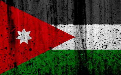 Jordan bandiera, 4k, grunge, bandiera della Giordania, in Asia, in Giordania, simboli nazionali, Giordania bandiera nazionale