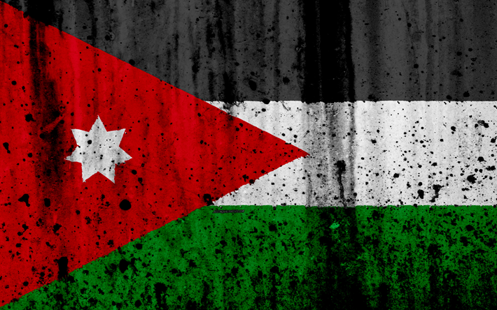 Jordan bandiera, 4k, grunge, bandiera della Giordania, in Asia, in Giordania, simboli nazionali, Giordania bandiera nazionale