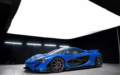P1 McLaren MSO, 4k, 2018 auto, hypercars, blu p1 McLaren