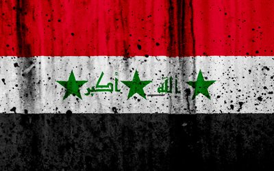 イラクのフラグ, 4k, グランジ, 旗のイラク, アジア, イラク, 国立記号, イラク国旗