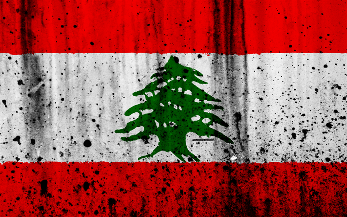 Lebanese flag, 4k, grunge, flag of Lebanon, Asia, Lebanon, national symbols, Lebanon national flag