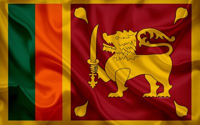 flaggan i Sri Lanka, 4k, silk flag, nationell symbol, Sri Lanka, Asien