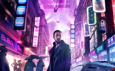 Blade Runner 2049, 2017, Funzionario K, Ryan Gosling, 4k, il nuovo film, poster, film Canadese attore