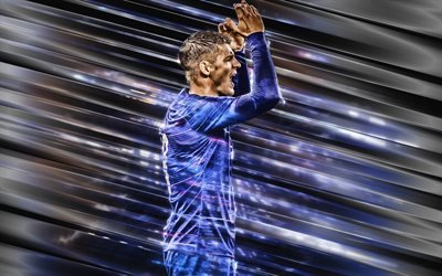 Alvaro Morata, 4k, kreativ konst, blad stil, Chelsea FC, Spansk fotbollsspelare, Premier League, England, bl&#229; kreativ bakgrund, fotboll, M&#229;ste, Chelsea
