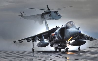 BAE Harrier II, McDonnell Douglas AV-8B Harrier II, GR Mk-7, US Navy, aircraft carrier, vertical take-off aircraft, USA