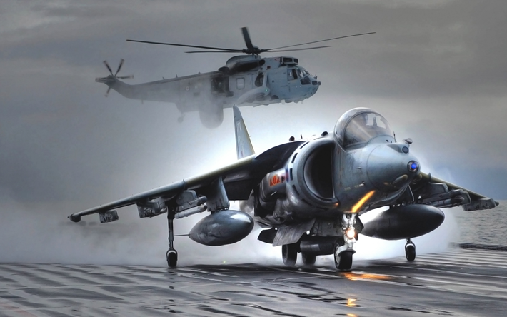 BAE Harrier II, McDonnell Douglas AV-8B Harrier II, GR Mk-7, US Navy, hangarfartyg, vertical take-off flygplan, USA