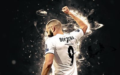 Karim Benzema, back view, striker, Real Madrid FC, french footballers, soccer, Benzema, Galacticos, football, La Liga, football stars