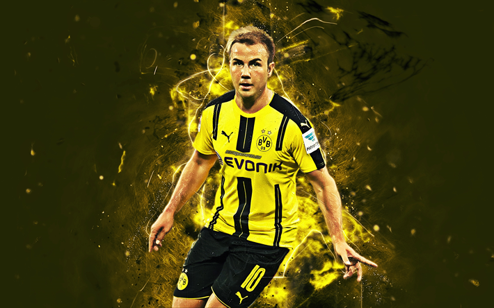 mario gotze, mittelfeldspieler, borussia dortmund fc, deutscher fu&#223;ballspieler, fu&#223;ball, gotze, bvb, bundesliga, neon lichter