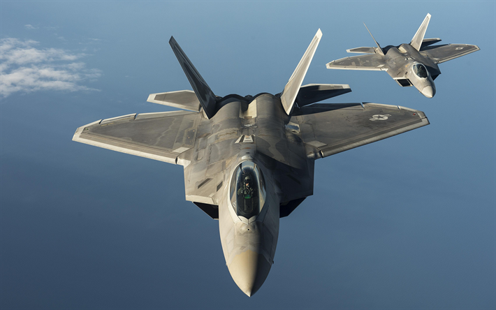 Lockheed Martin F-22 Raptor, American fighter, USAF, F-22, military aircraft, combat aircraft, USA