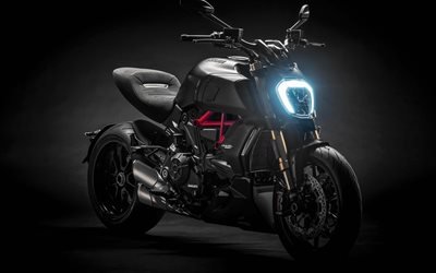 Ducati Diavel 1260 S, 2019, 4k, coola motorcyklar, nya svarta Diavel, Italienska motorcyklar, Ducati