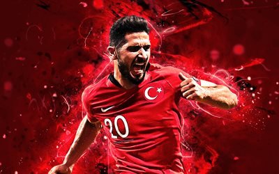 Emre Akbaba, midfielder, Turkey National Team, goal, joy, Akbaba, soccer, abstract art, neon lights, Turkish football team