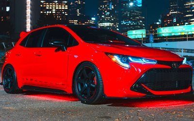 Toyota Corolla Super Street tuning, 2018 coches, rojo de la Corola, la noche, los coches japoneses, Toyota
